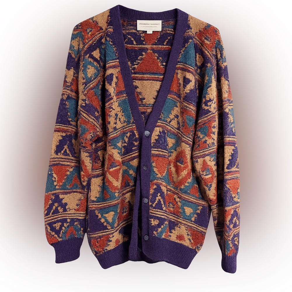 Vtg Peruvian Connection Multicolor Geometric Card… - image 1